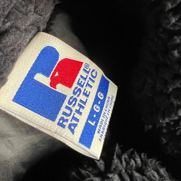 Russell Athletic Sherpa Fleece Pullover Black 1/4 Zip Quilted Pockets Men’s L - Picture 4 of 7